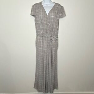 LuLaRoe Grey and White Plaid Jumpsuit